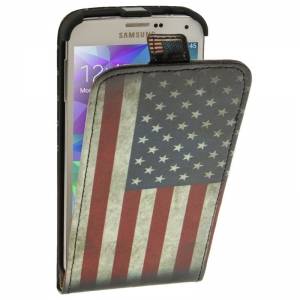 Купить кожаный чехол блокнот для  Samsung Galaxy S5 с флагом США 