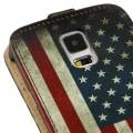 Кожаный чехол блокнот с флипом для Samsung Galaxy S5 / G900 с флагом США - USA retro style