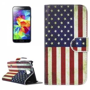 Купить кожаный чехол книжка USA Flag для Samsung Galaxy S5 mini / G800 флаг США 