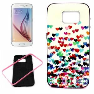 Купить гелевый чехол с защитной рамкой для Samsung Galaxy S6 / G920 с сердечками
