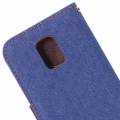 Джинсовый чехол книжка для Samsung Galaxy S5 mini / G800 с разъемами для карточек (темно-синий)