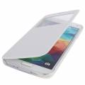Кожаный чехол книжка для Samsung Galaxy S5 mini / G800 с окошком для дисплея (белый) 1.0