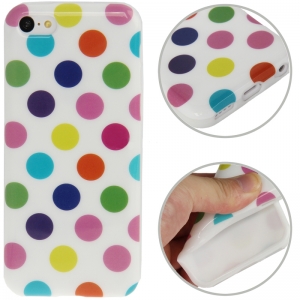 Купить чехол накладка Dot TPU Case для iPhone 5C (белый с разноцветным) в интернет магазине
