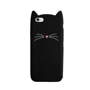 Купить 3D чехол с ушками для iPhone 7 / 8 "Котенок с усами" (Black)