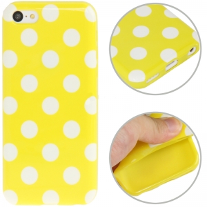 Купить чехол накладка Dot TPU Case для iPhone 5C (желтый с белым) в интернет магазине