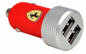 Купить авто ЗУ Ferrari Dual USB 2.1A Slim Rubber FERUCCAD2URE (красный) в интернет магазине