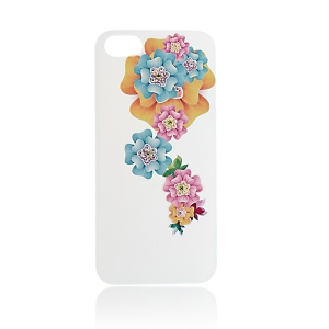 Купить чехол накладка iPsky со стразами для iPhone 5 / 5S цветы на белом фоне 3D эффект в интернет магазине