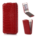 Кожаный чехол Alligator с вертикальным флипом для iPhone 4/4S с фактурой под крокодила (красный)