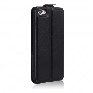Купить Кожаный чехол с флипом для iPhone 5/5S/SE "блокнот" с магнитным держателем Magnet Flip Case (Black)