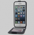 Кожаный чехол с флипом для iPhone 5/5S/SE "блокнот" с магнитным держателем Magnet Flip Case (Black)