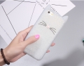 3D чехол с ушками для iPhone 6/6S "Котенок с усами" (Glitter White)