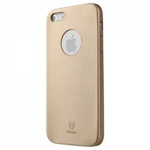 Купить ультратонкий кожаный чехол накладка для iPhone SE / 5S / 5 Baseus 1mm Thin Case (золотой)