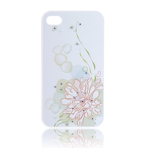 Купить чехол накладка iPsky со стразами для iPhone 4 / 4S цветок на белом фоне 3D эффект в интернет магазине