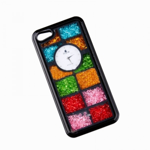 Купить чехол накладка со стразами для iPhone 5/5S Swarovski с часами Watch (черная) в интернет магазине 
