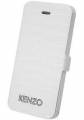 Кожаный чехол книжка Kenzo для iPhone 5/5S/SE под кожу крокодила (белый) Croco Folio Blanc KZCROCOFOLIOIP5SB