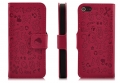Кожаный чехол книжка Love Paradise с горизонтальным флипом для iPhone 5 / 5S с картинками Lopez (красный) 