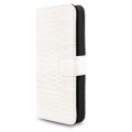Кожаный чехол книжка с горизонтальным флипом для iPhone 5 / 5S под крокодила (белый)