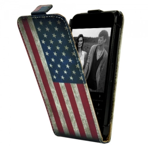 Купить кожаный чехол блокнот для iPhone 5 / 5S с флагом США USA flag retro style в интернет-магазине