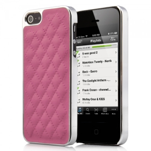 Купить чехол с кожаной накладкой Diamond для iPhone 5 / 5S (розовый) в интернет магазине