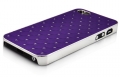 Чехол накладка Rhombus для iPhone 5 / 5S со стразами на объемных ромбах (пурпурная)