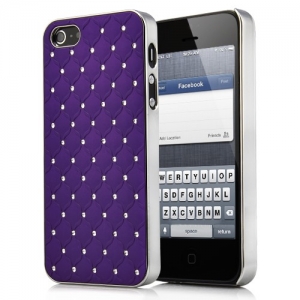 Купить Чехол накладка Rhombus для iPhone 5 / 5S со стразами на объемных ромбах (пурпурная) онлайн online интернет-магазин