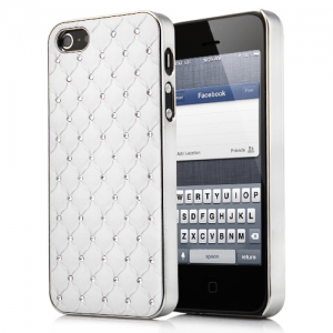 Купить чехол накладка Rhombus для iPhone SE / 5S / 5 со стразами на объемных ромбах (белый) в интернет магазине