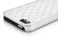 Чехол накладка Rhombus для iPhone SE / 5S / 5 со стразами на объемных ромбах (белый)