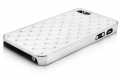Чехол накладка Rhombus для iPhone SE / 5S / 5 со стразами на объемных ромбах (белый)