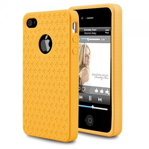 Купить гелевый чехол накладка для iPhone 4 / 4S Small Cross Pattern "кресты" с заглушкой (желтый) в интернет магазине