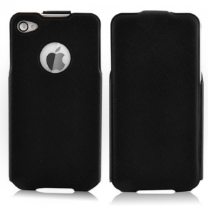 Купить кожаный чехол блокнот Ultra Slim с вертикальным флипом для iPhone 4 / 4S (черный) в интернет магазине
