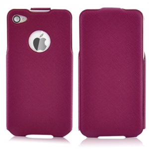 Купить кожаный чехол блокнот Ultra Slim с вертикальным флипом для iPhone 4 / 4S (magenta) в интернет магазине