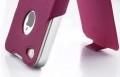 Кожаный чехол блокнот Ultra Slim с вертикальным флипом для iPhone 4 / 4S (magenta)