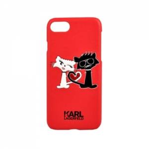 Купить гелевый чехол для iPhone 7 / 8 Karl Lagerfeld Choupette in love Hard PU Red, KLHCP7CL1RE