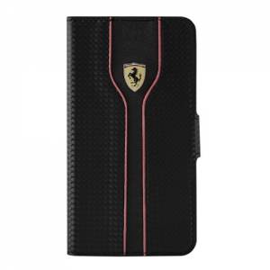 Купить универсальный карбоновый чехол книжку для смартфонов с диагональю 5,2'' - 5,7'' Ferrari Universal booktype Racing carbon Black XL (FEST2BKXLBK)
