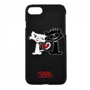 Купить гелевый чехол для iPhone 7 / 8 Karl Lagerfeld Choupette in love Hard PU Black, KLHCP7CL1BK