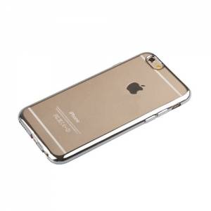 Купить прозрачный гелевый чехол для iPhone 6/6S с серебристой рамкой