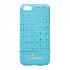 Купить кожаный чехол накладку для iPhone 5C Guess GIANINA Hard Turquoise (GUHCPMPET)