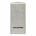 Кожаный чехол с флипом для iPhone 5/5S/SE Karl Lagerfeld VINYL Flip White (KLFLP5GLW)