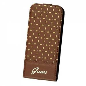 Купить кожаный чехол с флипом для iPhone 6 / 6S GUESS Gianina Flip Cognac 