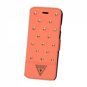 Купить кожаный чехол-книжка для iPhone 6 / 6S GUESS TESSI Booktype, Coral (GUFLBKP6STSM)