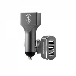 Купить автозарядку Ferrari 3xUSB 7.2A Aluminium Trio Grey, FECC3USBGR (серый) с тремя USB портами