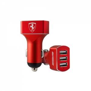 Купить автозарядку Ferrari 3xUSB 7.2A Aluminium Trio Red, FECC3USBRE (красный) с тремя USB портами