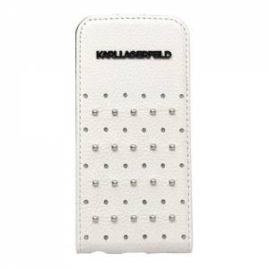 Купить кожаный чехол с флипом для iPhone 5/5S/SE Karl Lagerfeld TRENDY Flip White (KLFLP5TRSW)