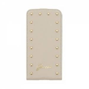 Купить кожаный чехол Guess для Samsung Galaxy S5 Mini с флипом Studded Flip, Cream (GUFLS5MSAC)