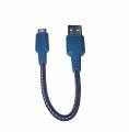 Короткий USB кабель EnergEA Nylotough Micro-Usb, Blue 16 см. (CBL-NTAM-BLU016)