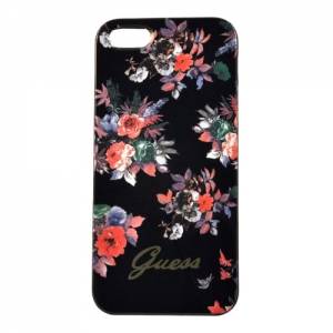 Купить гелевый чехол накладку Guess для iPhone 5/5S/SE с розами BLOSSOM Hard TPU, Black (GUHCPSEFPRBK)