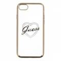 Гелевый чехол накладка Guess для iPhone 7 / 8 Signature heart Hard TPU Gold, GUHCP7TRHG