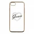 Гелевый чехол накладка Guess для iPhone 7 / 8 Signature heart Hard TPU Gold, GUHCP7TRHG