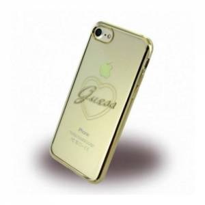 Купить гелевый чехол накладку Guess для iPhone 7 / 8 Signature heart Hard TPU Gold, GUHCP7TRHG