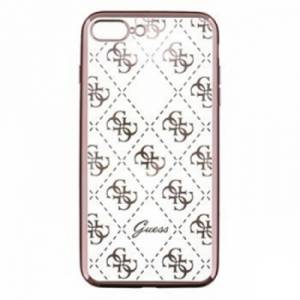 Купить гелевый чехол накладку Guess для iPhone 7 Plus / 7+ / 8 Plus / 8+ 4G Transparent Hard TPU Rose gold, GUHCP7LTR4GRG